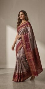 Elegant White & Teal Handwoven Ikat Saree – Traditional Ethnic Saree for Women