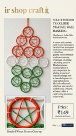 Handwoven Tricolour Starfall Wall Hanging (Bhohemian Patriotic Decor)