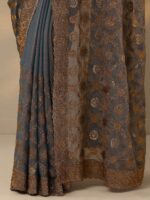 Pink & Blue - Embroidered Banarasi Silk Blend Saree With Unstitched Blouse Piece - Image 5