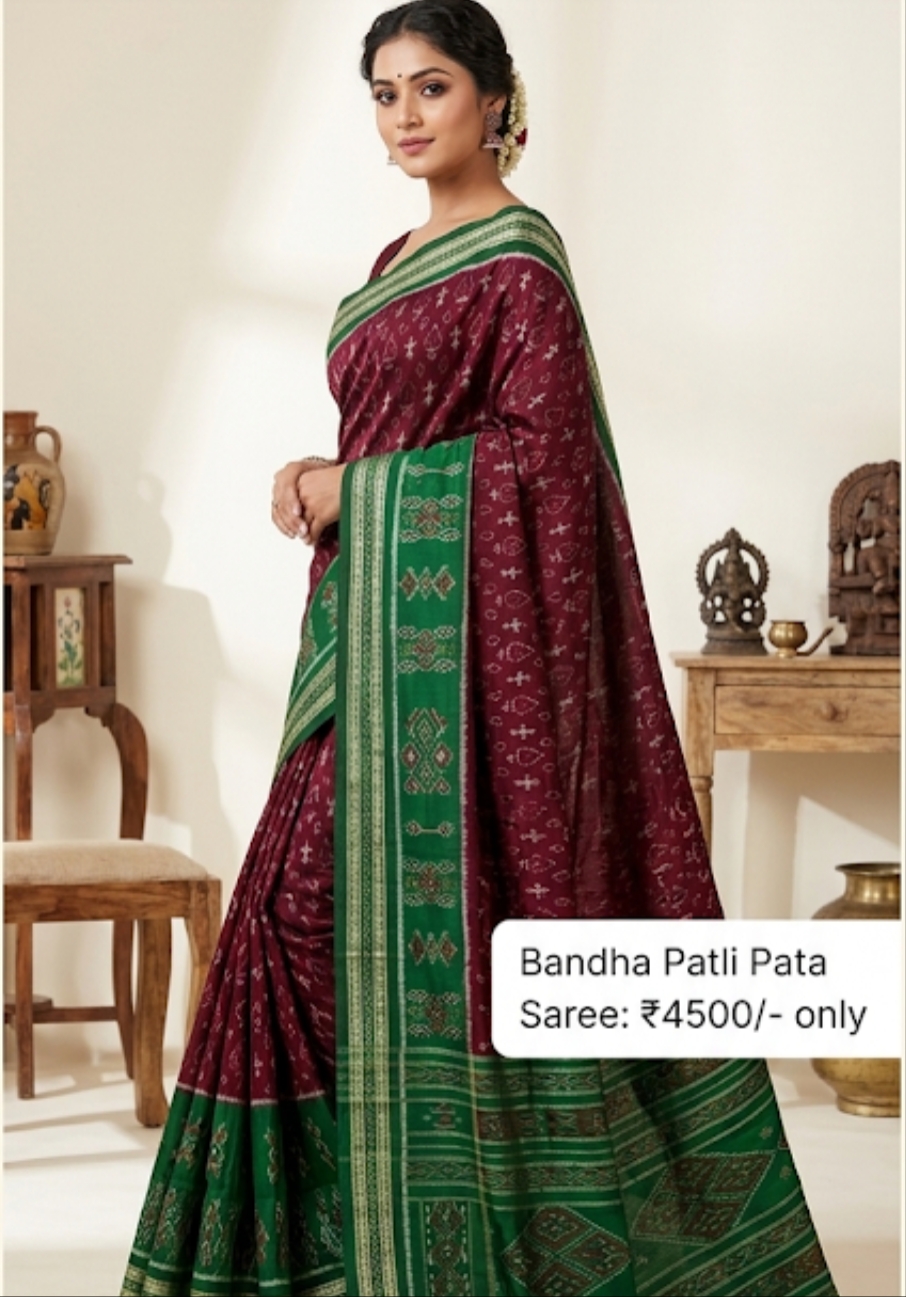 Screenshot_2026-09-20-17-59-58-63_680d03679600f7af0b4c700c6b270fe7 Sambalpuri Silk Saree – Traditional Ethnic Wear for Women Bandha Patli Pata Saree - Image 1