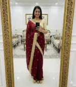 KRISHIWA Embroidered Bollywood Jimmy Jimmy, Tissue Saree - Image 2