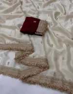 KRISHIWA Embroidered Bollywood Jimmy Jimmy, Tissue Saree - Image 4